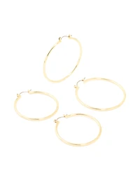 Grandes boucles d’oreilles minces plaquées or en pack de 2