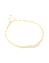Gold Plated Collar Diamante Pave Necklace