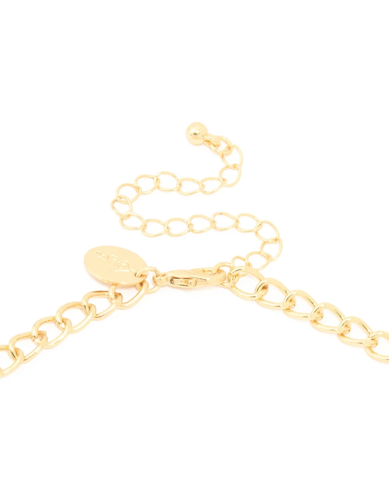 Gold Plated Collar Diamante Pave Necklace