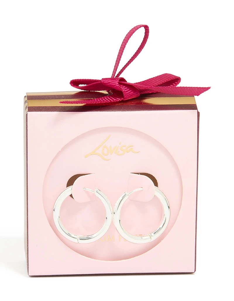 Silver Plated Medium Thick Hoop Earrings