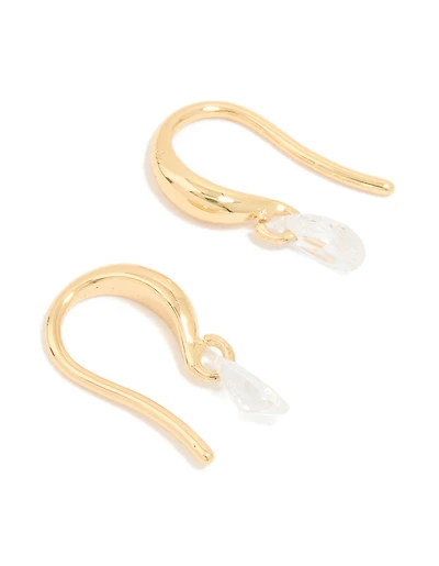 Gold Plated Cubic Zirconia Hook Earrings