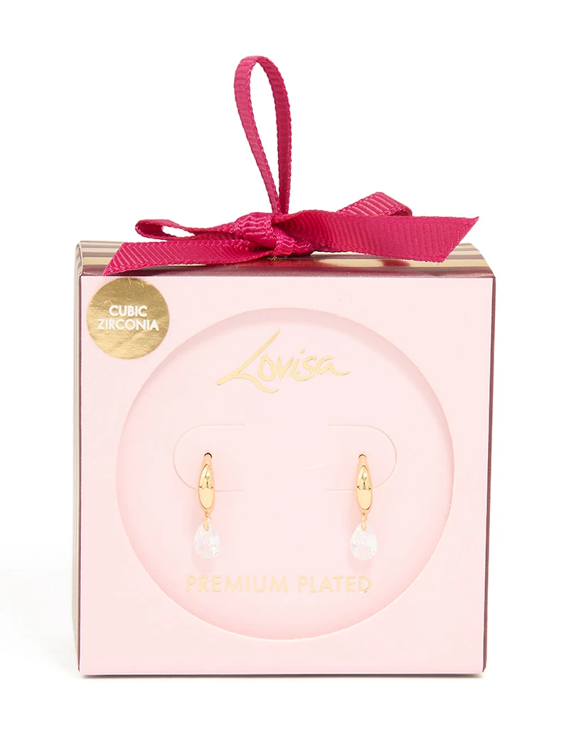 Boucles d’oreilles à crochet cubique en zircone plaquées or