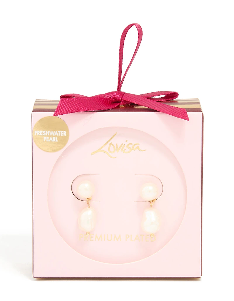 Gold Plated Freshwater Pearl Drop Earrings