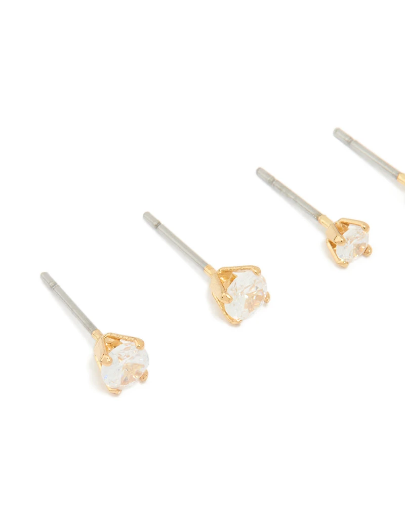 Ensemble de boucles d’oreilles rondes en zircone cubique plaquées or