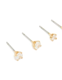 Ensemble de boucles d’oreilles rondes en zircone cubique plaquées or