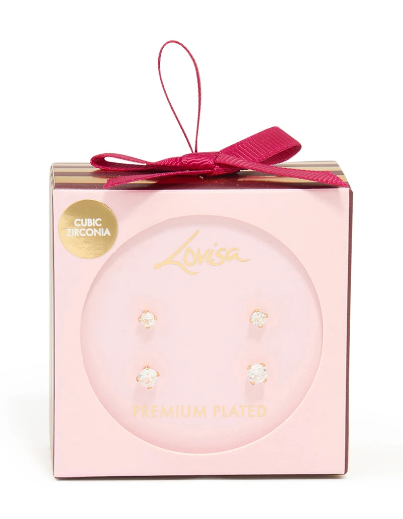 Ensemble de boucles d’oreilles rondes en zircone cubique plaquées or