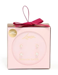 Ensemble de boucles d’oreilles rondes en zircone cubique plaquées or