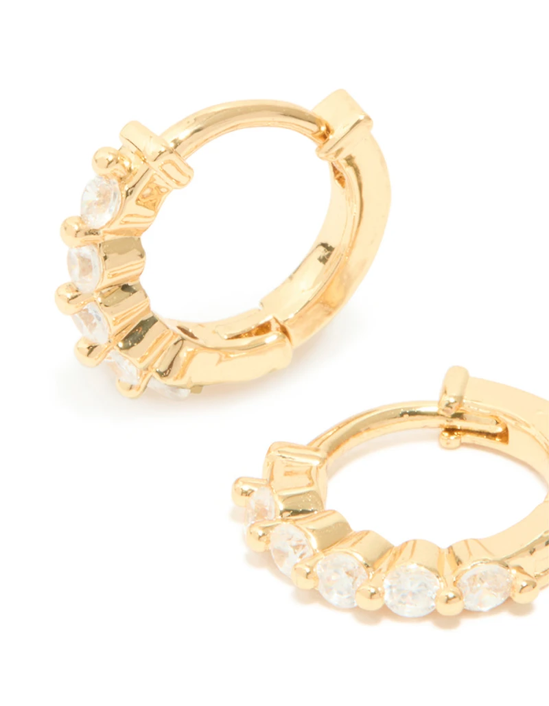 Gold Plated Cubic Zirconia Hugge Earrings