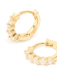 Gold Plated Cubic Zirconia Hugge Earrings