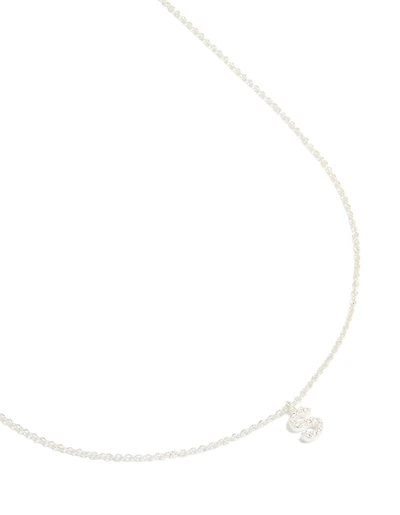 Collier cubique en zircone plaqué argent, lettre S