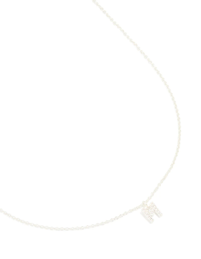Collier cubique en zircone plaqué argent avec la lettre M