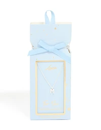 Collier cubique en zircone plaqué argent avec la lettre M