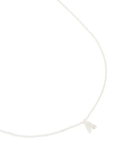 Collier cubique en laiton plaqué argent Lettre A