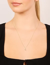 Gold Plated Brass Cubic Zirconia Letter S Necklace