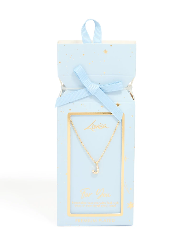 Collier cubique en zircone plaqué or avec la lettre J