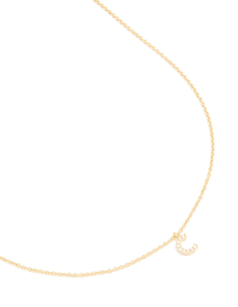 Collier cubique en zircone plaqué or avec la lettre C