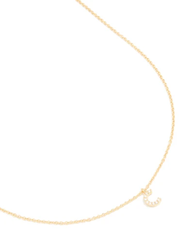 Collier cubique en zircone plaqué or avec la lettre C