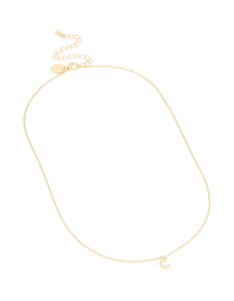 Collier cubique en zircone plaqué or avec la lettre C