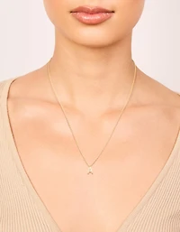 Collier cubique en zircone plaqué or Lettre A