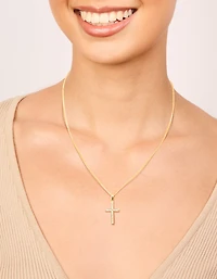 Gold Plated Cubic Zirconia Cross Pendant Necklace