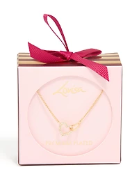 Gold Plated Cubic Zirconia Linked Hearts Pendant Necklace