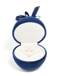 Gold Cubic Zirconia Butterfly Necklace & Earrings Set