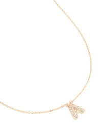 Collier pour enfants en zircone cubique doré lettre A