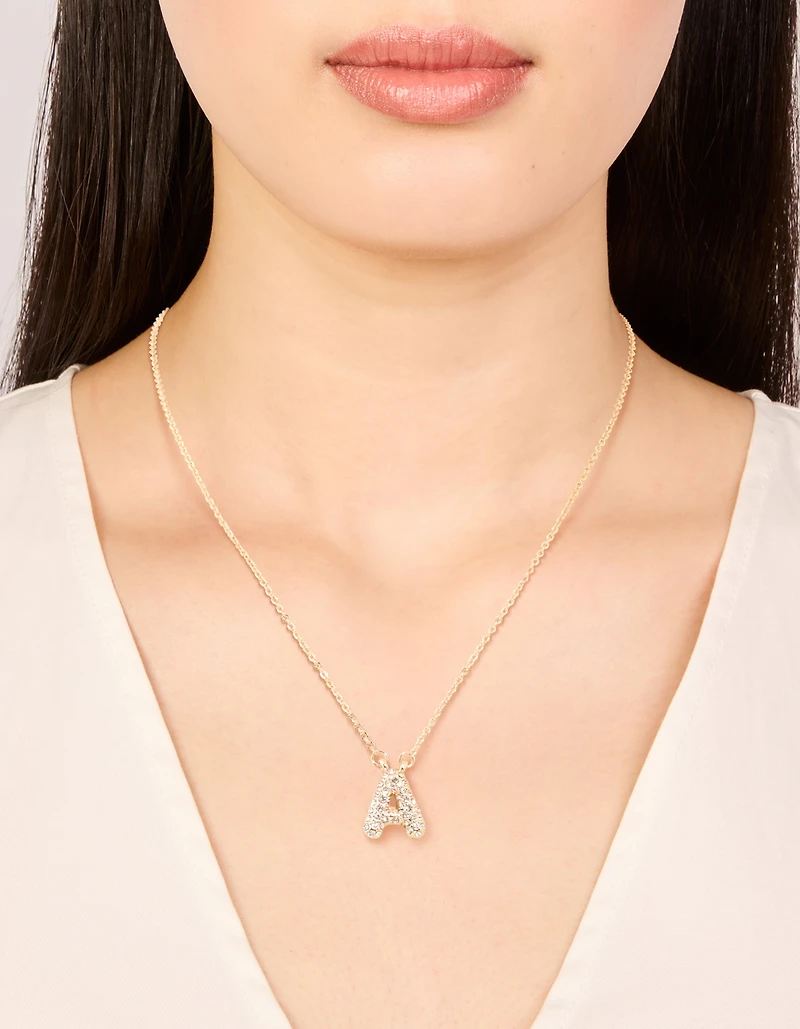 Kids Gold Cubic Zirconia Letter A Necklace