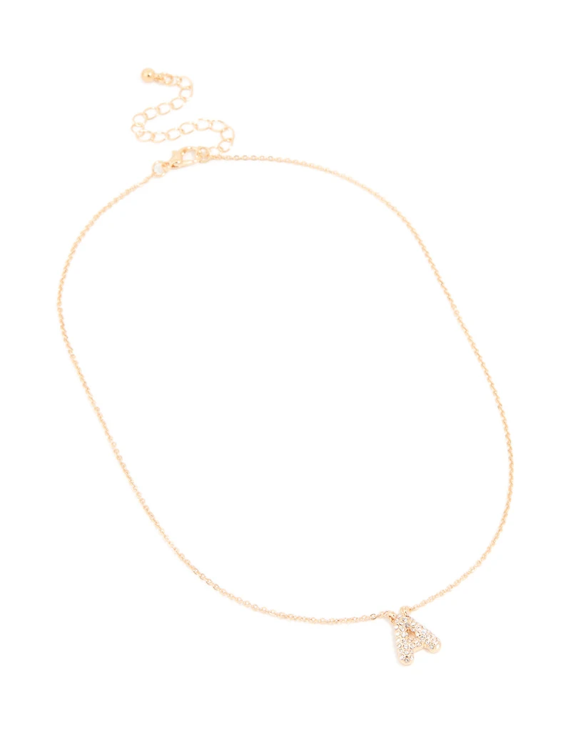 Collier pour enfants en zircone cubique doré lettre A