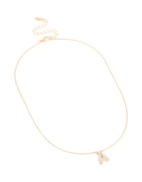 Collier pour enfants en zircone cubique doré lettre A
