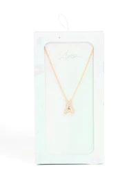 Collier pour enfants en zircone cubique doré lettre A