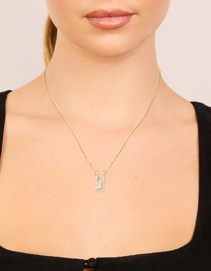 Kids Gold Cubic Zirconia Letter J Necklace
