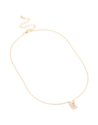 Kids Gold Cubic Zirconia Letter E Necklace