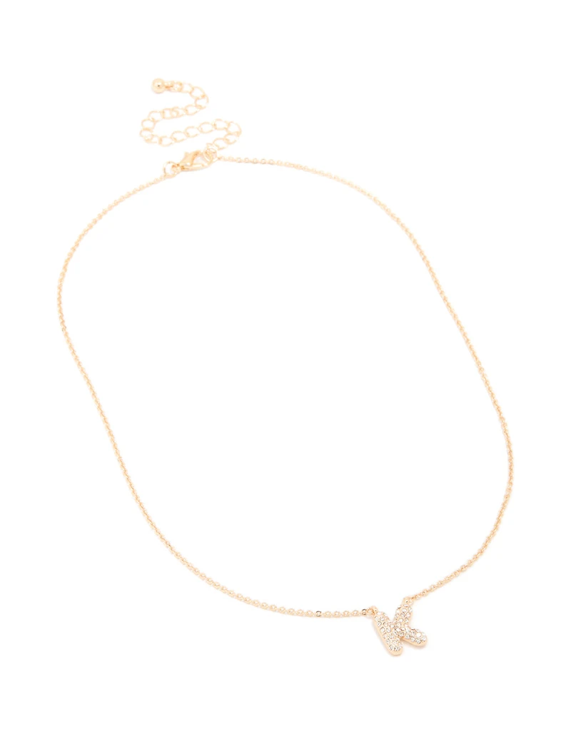 Collier cubique en zircone en or pour enfants avec la lettre K
