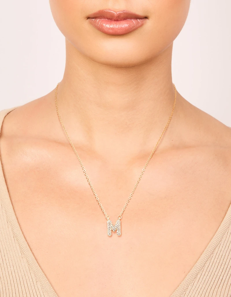 Collier cubique en zircone en or pour enfants avec la lettre M