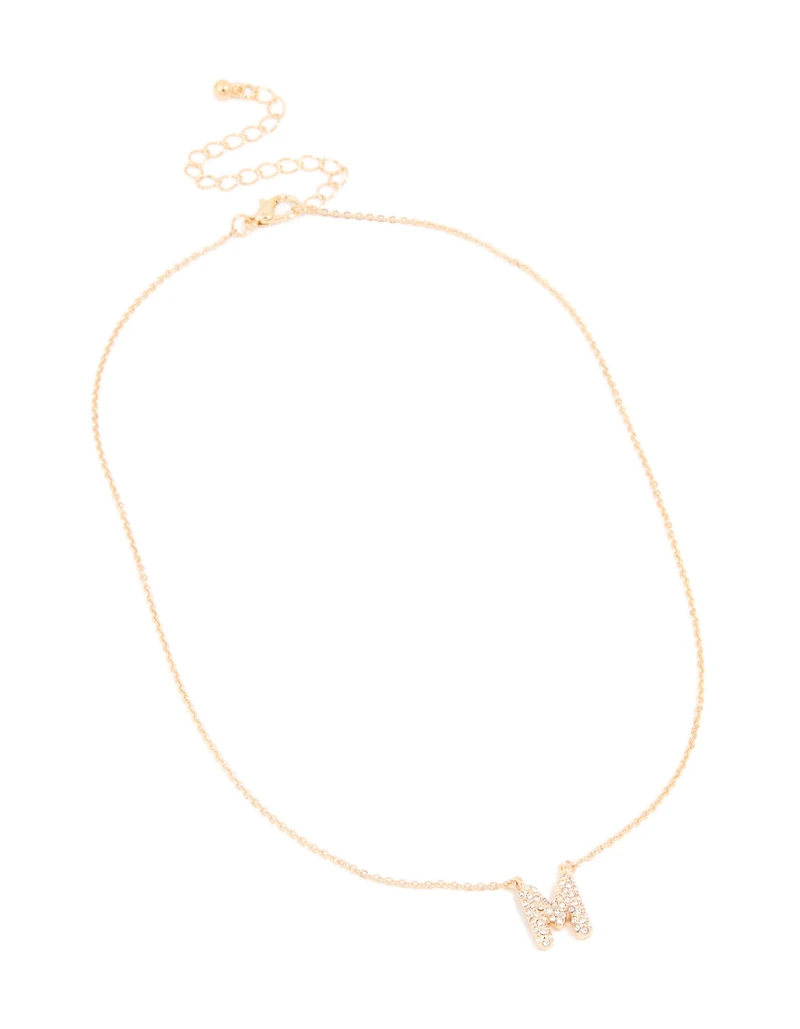 Collier cubique en zircone en or pour enfants avec la lettre M