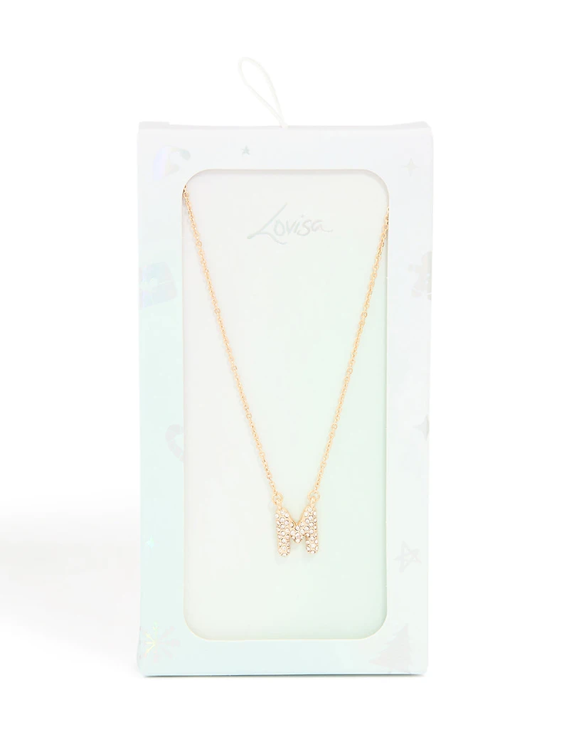 Collier cubique en zircone en or pour enfants avec la lettre M