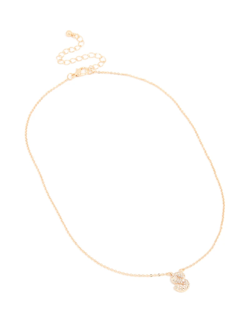 Collier cube en zircone en or pour enfants avec la lettre S