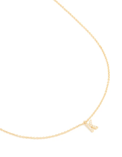 Collier cubique en zircone plaqué or avec la lettre K