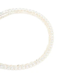 Silver Plated Cubic Zirconia Tennis & Plain Chain Layered Bracelet