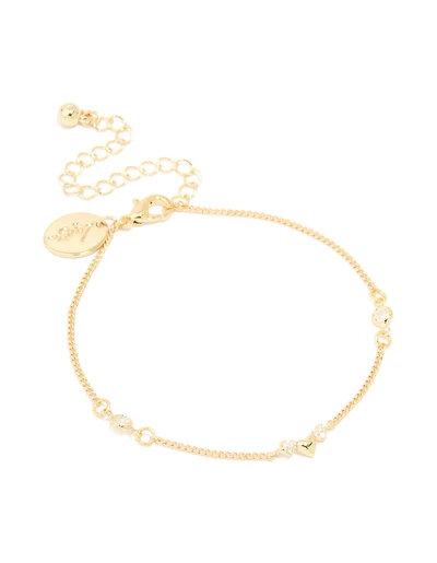 Gold Plated Cubic Zirconia Mini Heart Bracelet