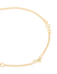 Gold Plated Cubic Zirconia Mini Heart Bracelet