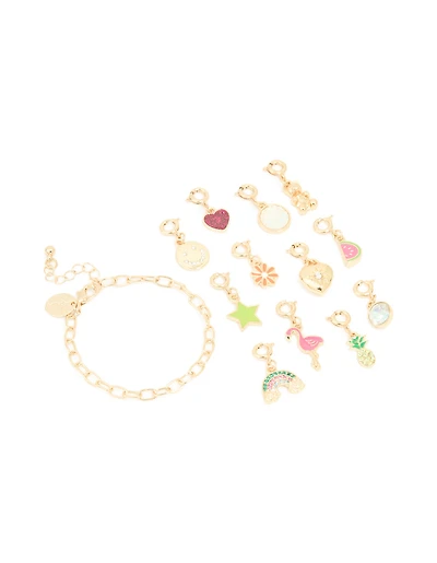 Kids Blue Gold Charm Bracelet 12-Day Advent Calendar