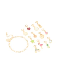 Kids Blue Gold Charm Bracelet 12-Day Advent Calendar