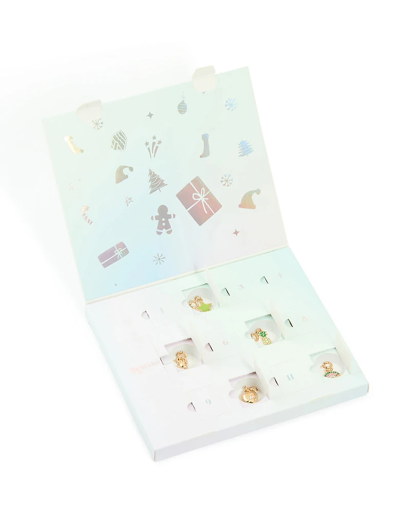 Kids Blue Gold Charm Bracelet 12-Day Advent Calendar