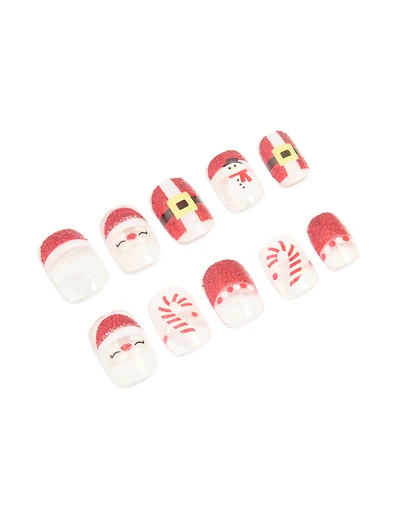 Santa Candy Cane Press-On Nail Set