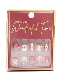 Santa Candy Cane Press-On Nail Set