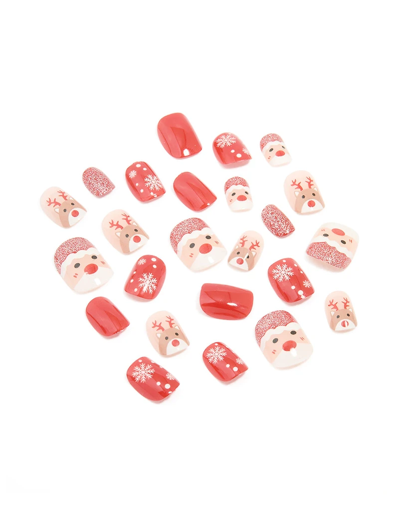 Ensemble de clous press-On Santa & Reindeer