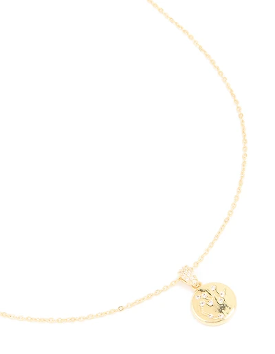 Gold Plated Cubic Zirconia Mini Sagittarius Zodiac Sign Pendant Necklace