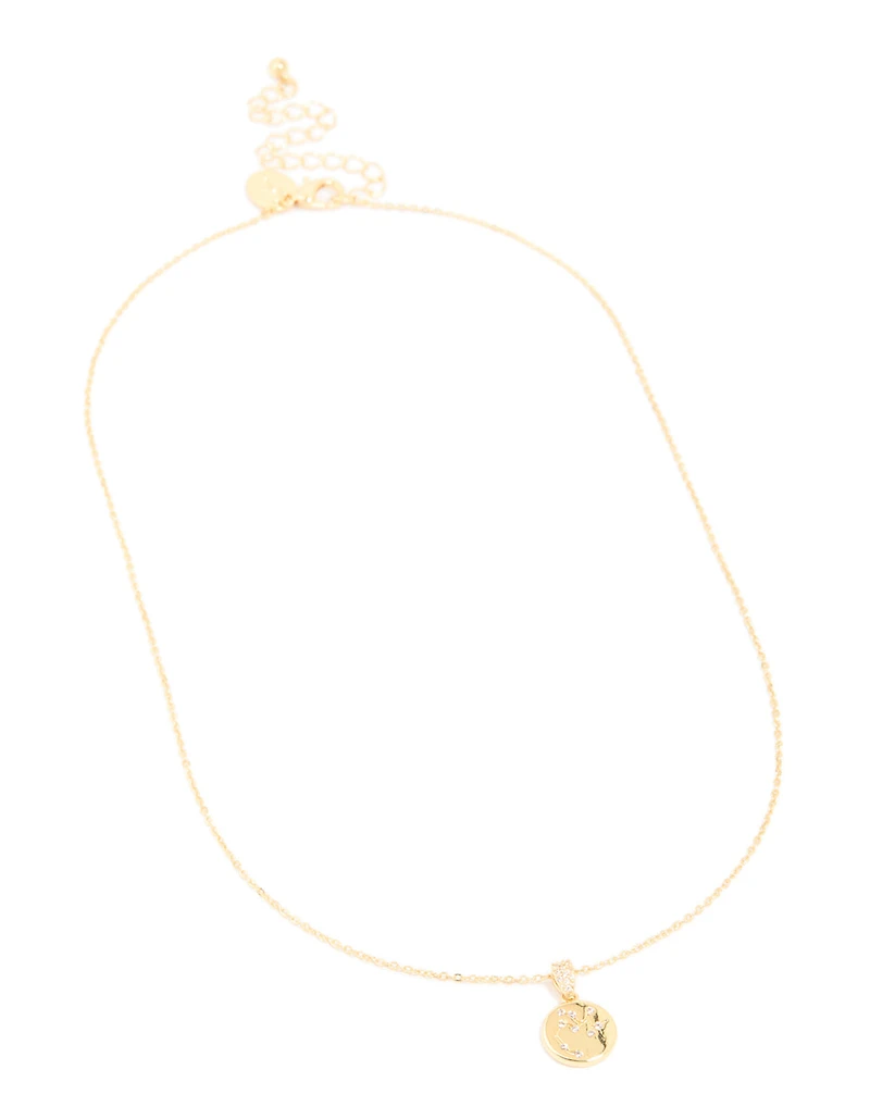 Collier pendentif en zircone cubique miniature du signe du zodiaque du signe du Sagittaire plaqué or